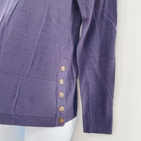 White Stuff Purple Wool Blend Button Sides Scoop Neck Long Sleeve UK Sweater 8 - Picture 2 of 11